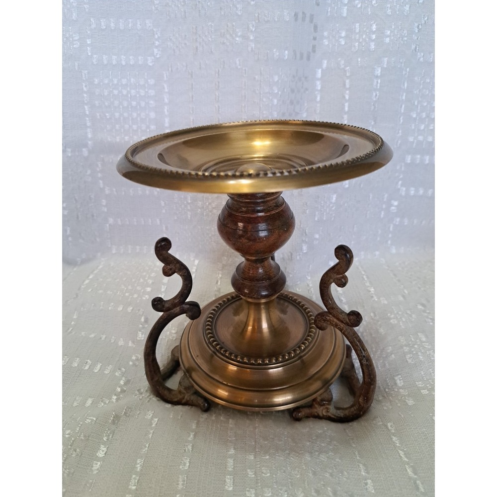 Antique Bronze Cup Louis XVI Style 19 Century 3 Legs Candle Holder‎ 7 X 6 Inches